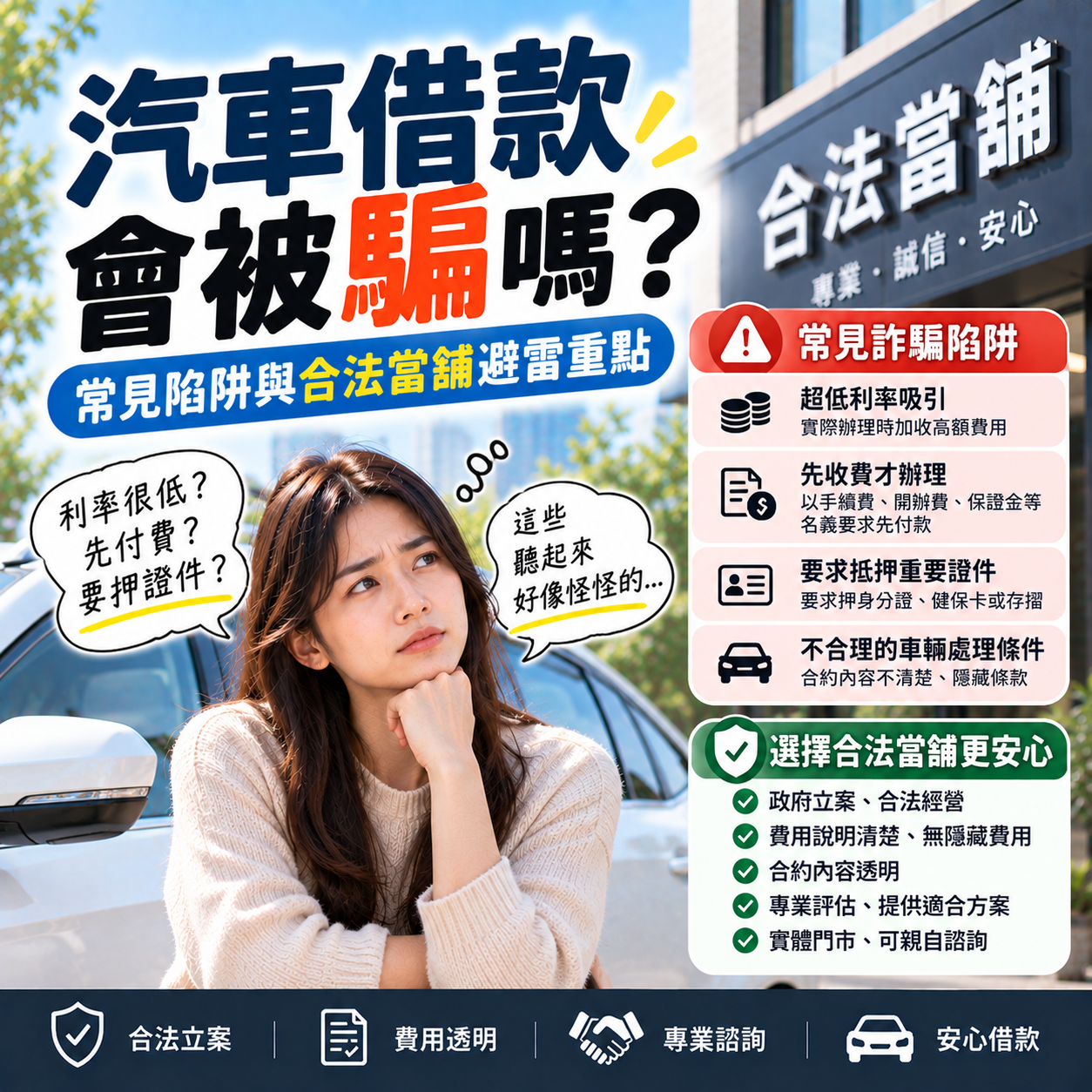 汽車借款會被騙嗎？常見陷阱與合法當舖避雷重點