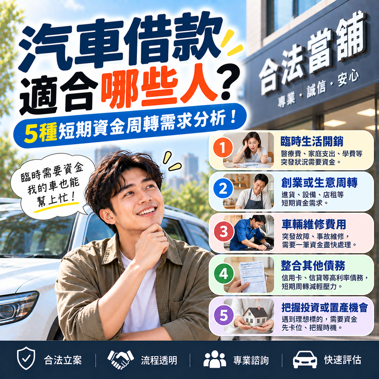 汽車借款適合哪些人？5種短期資金周轉需求分析